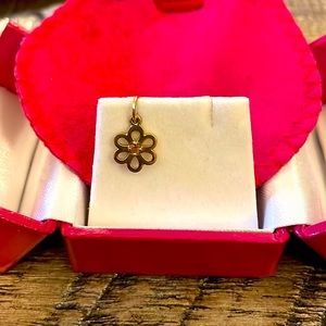 Helen Ficalora Birth Jewel Flower charm with pink tourmaline. 14k yellow gold.